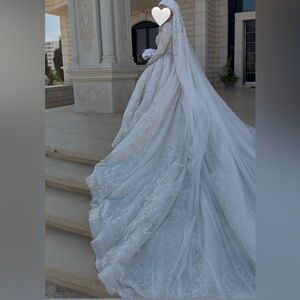 Elegant White Bridal Gown with Train